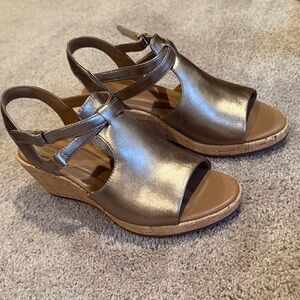 Clarks Bronze Wedge Sandals